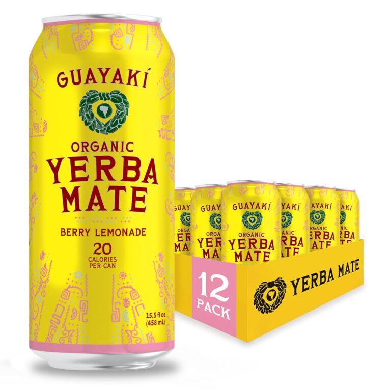 Guayaki Organic Yerba Mate Berry Lemonade 12-pack of yellow cans