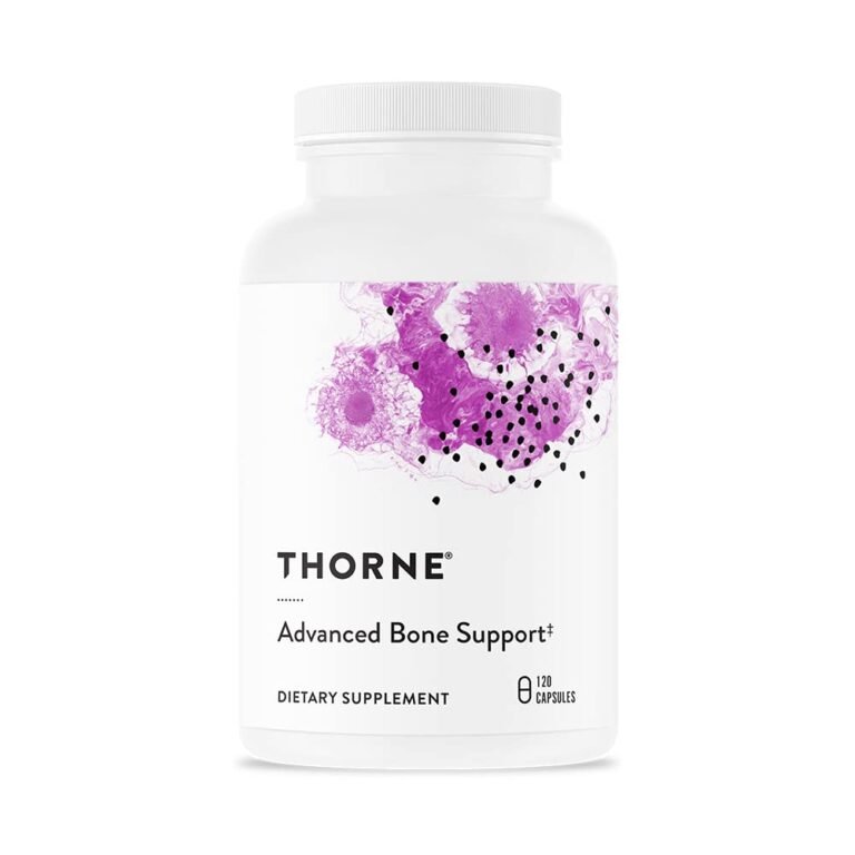 White bottle of Thorne Advanced Bone Support dietary supplement