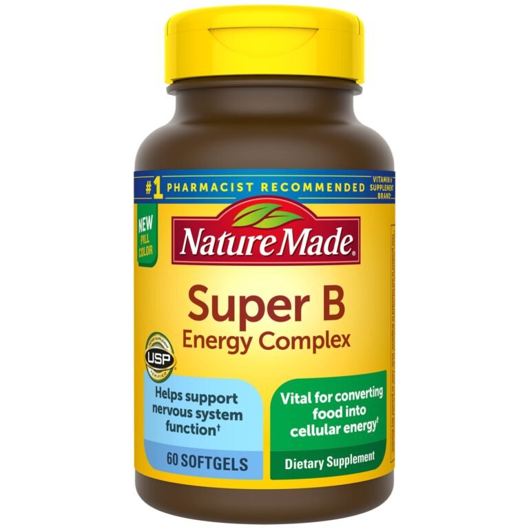 Nature Made Super B Energy Complex supplement bottle with yellow and brown label
