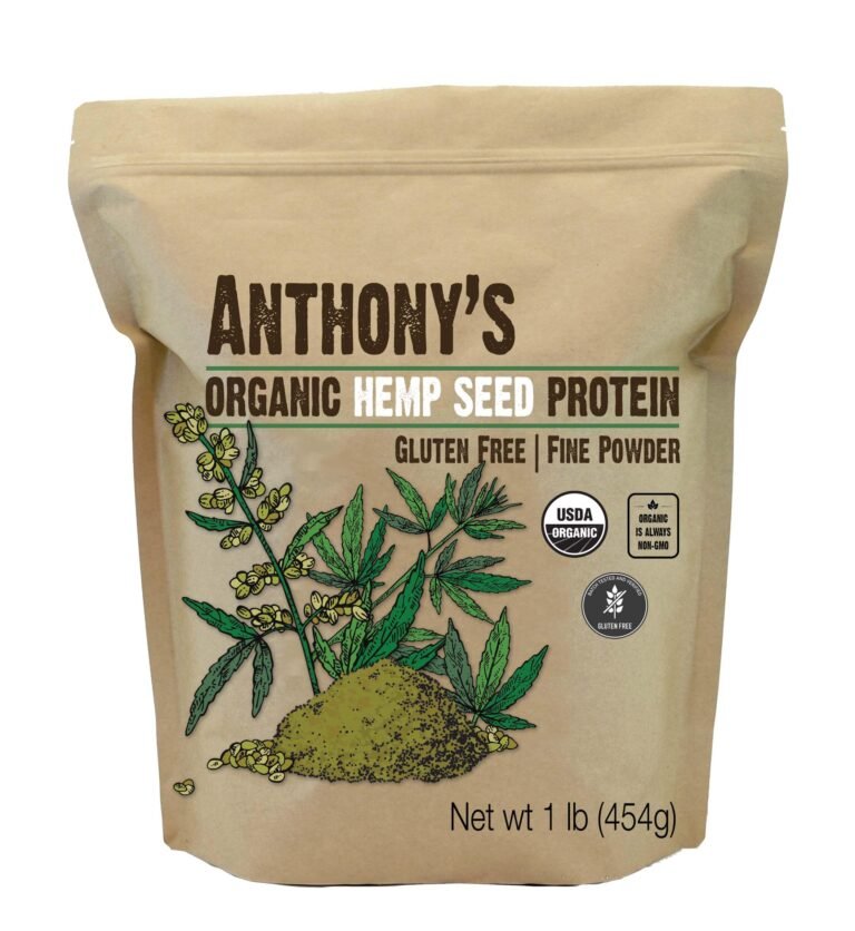 Bag of Anthony's organic hemp seed protein, gluten-free, fine powder