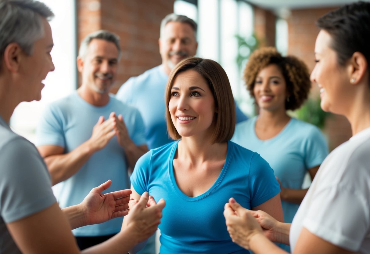 A person receiving encouragement from a group while overcoming diet setbacks