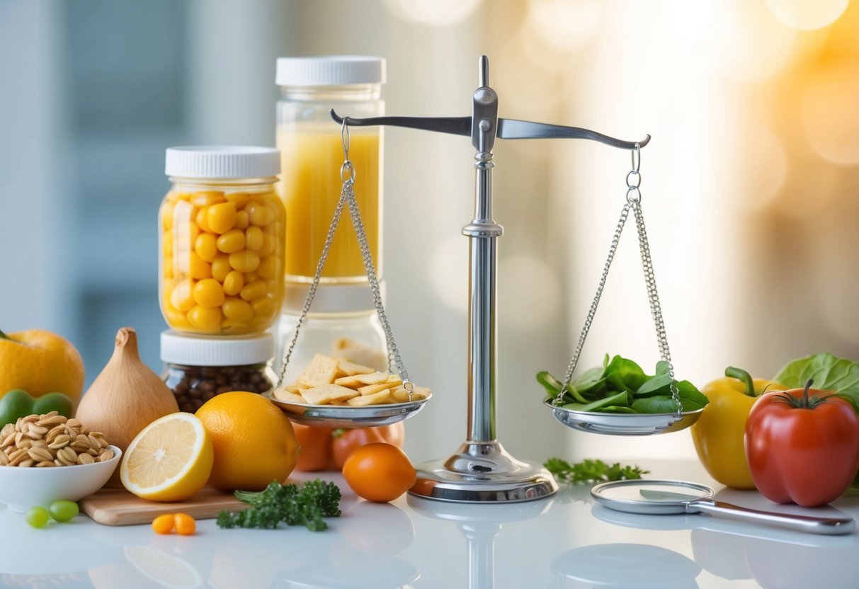 A table displaying various low-fat and low-carb food items with a scale comparing their clinical recommendations and potential risks